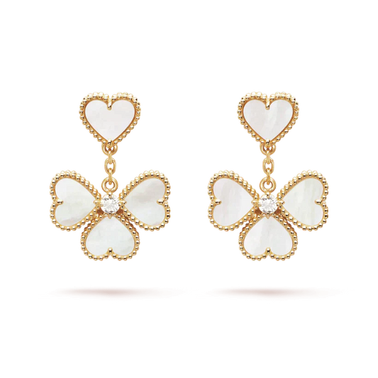 [Shinejoy]CLOVER SWEET WHITE MOP EARRINGS