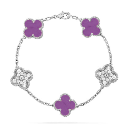 [⭐Shinejoy] COLLECTION BRACELETS TRÈFLE 5 MOTIFS VIOLETS