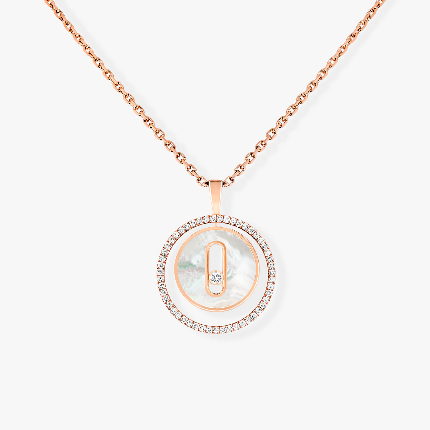 [Shinejoy]Demo MOVE 1 DIAMOND WHITE MOTHER OF PEARL PINK GOLD DIAMOND NECKLACE