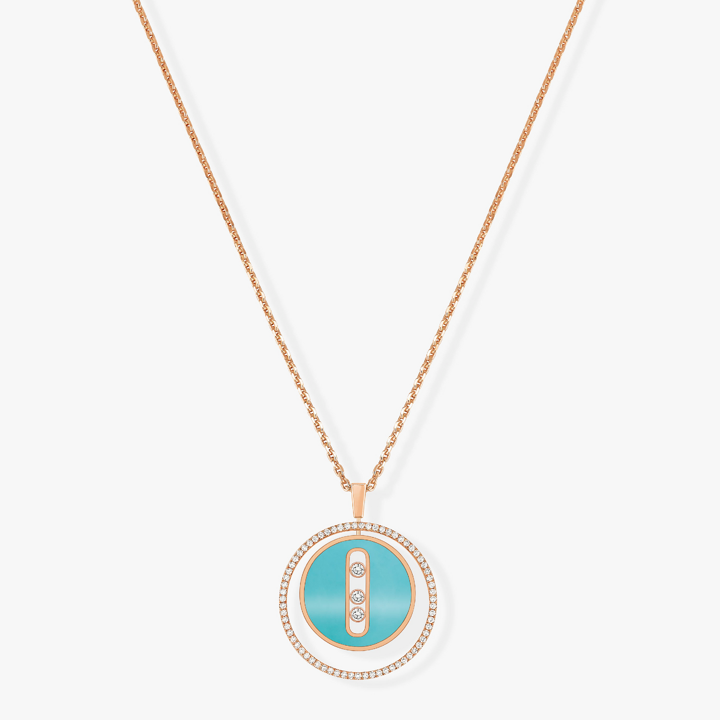 [Shinejoy]Demo MOVE 3 DIAMONDS TURQUOISE PINK GOLD DIAMOND NECKLACE