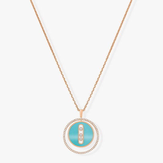 [Shinejoy]Collier MOVE 3 DIAMANTS TURQUOISE OR ROSE DIAMANT