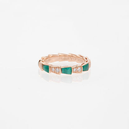 [Shinejoy]SERPENTI RING PINK GOLD MALACHITE DIAMOND 3MM