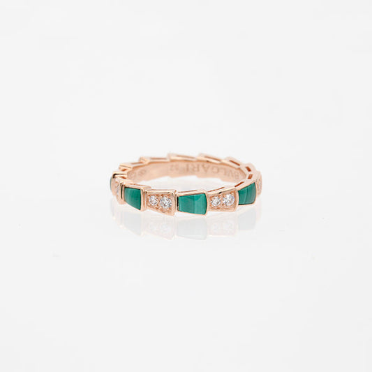 [Shinejoy]SERPENTI RING PINK GOLD MALACHITE DIAMOND 3MM