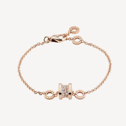 [Shinejoy]ZERO 1 SOFT PINK GOLD WITH PAVED DIAMONDS ON THE SPIRAL BRACELET