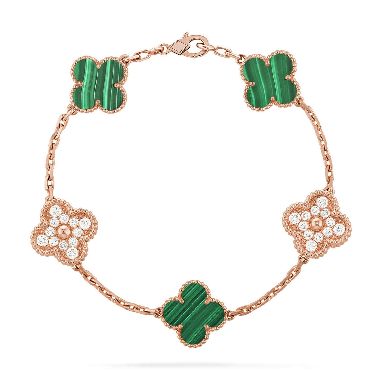 [⭐Shinejoy] CLOVER 5 MOTIF MALACHITE BRACELET COLLECTION