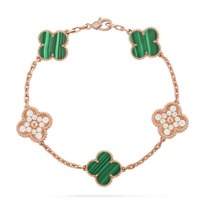 [⭐Shinejoy] CLOVER 5 MOTIF MALACHITE BRACELET COLLECTION