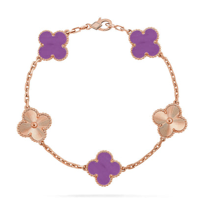 [⭐Shinejoy] COLLECTION BRACELETS TRÈFLE 5 MOTIFS VIOLETS