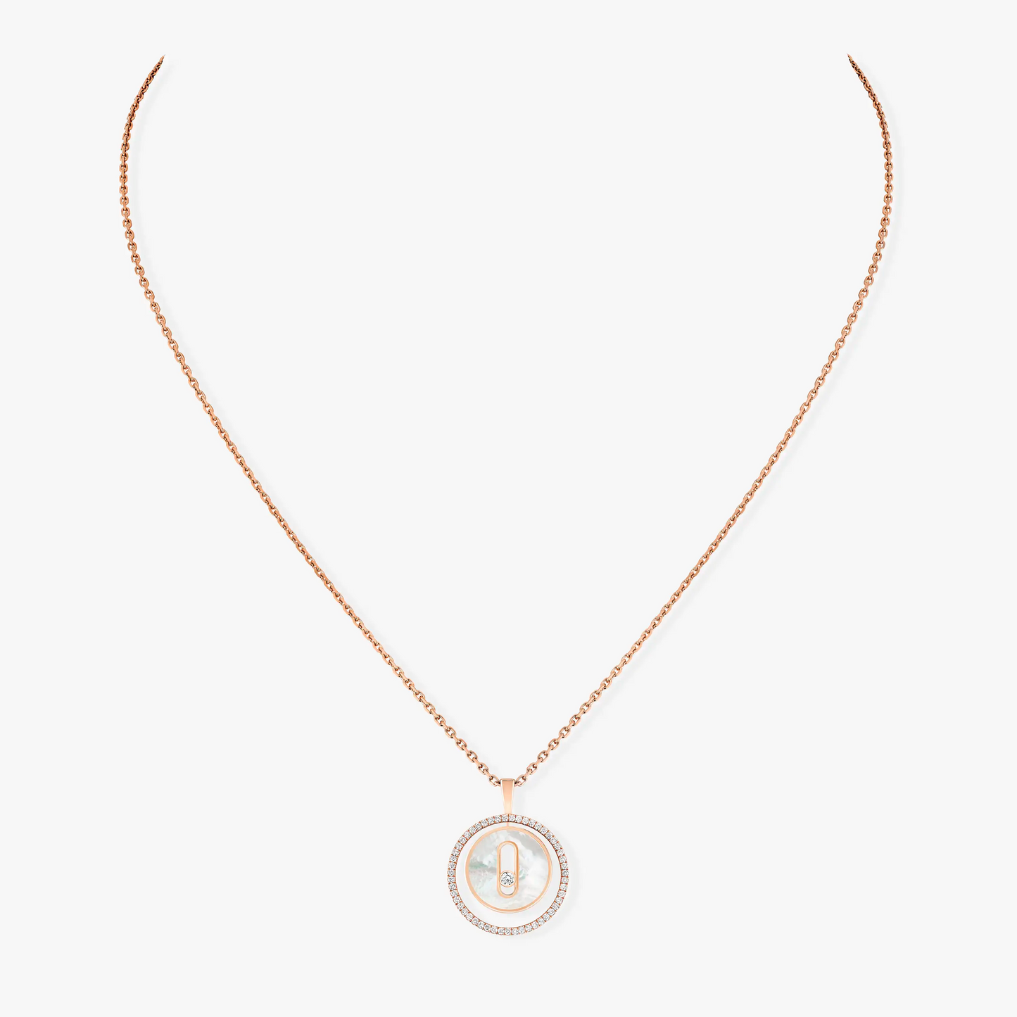 [Shinejoy]Demo MOVE 1 DIAMOND WHITE MOTHER OF PEARL PINK GOLD DIAMOND NECKLACE