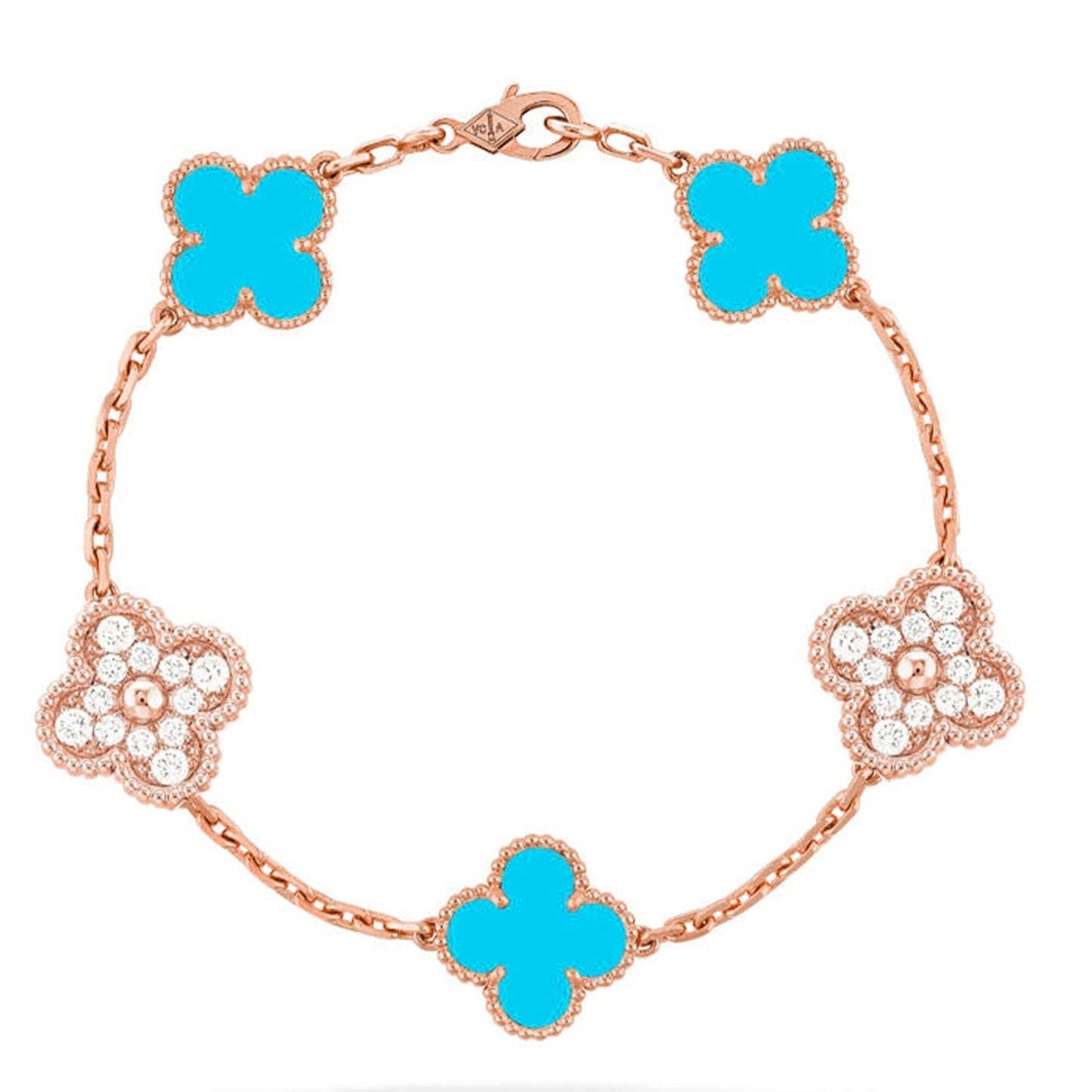 [⭐Shinejoy] CLOVER 5 MOTIF TURQUOISE BRACELET COLLECTION