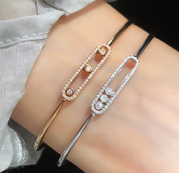 [Shinejoy]Move Pavé Diamond Bangle Bracelet M