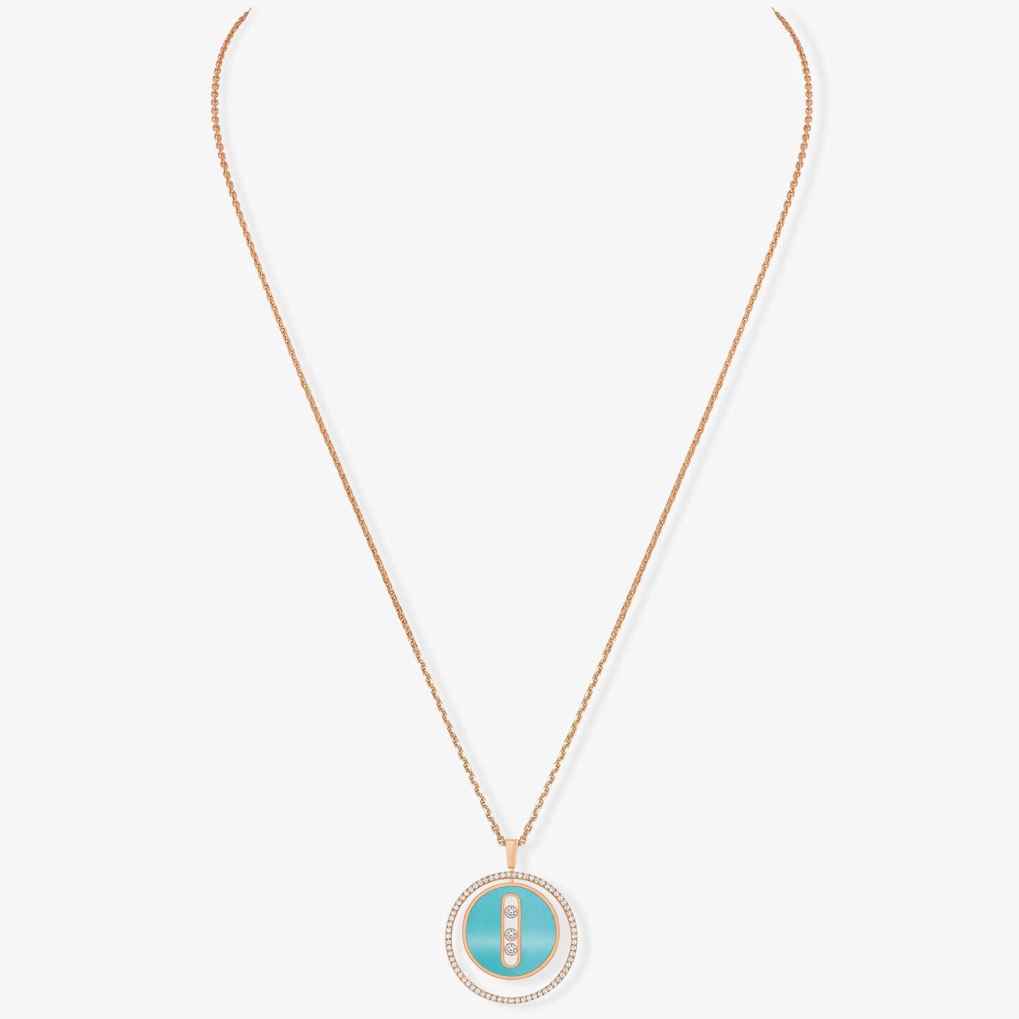 [Shinejoy]Demo MOVE 3 DIAMONDS TURQUOISE PINK GOLD DIAMOND NECKLACE