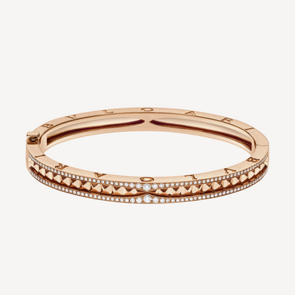 [Shinejoy]ZERO 1 SPIRAL AND PAVED DIAMOND PINK GOLD BRACELET