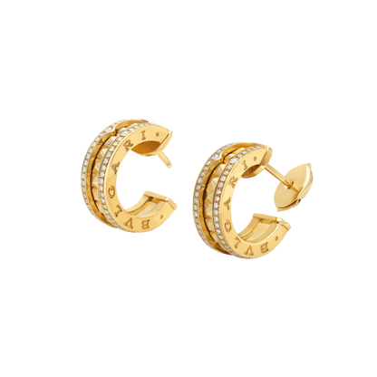 [Shinejoy]ZERO 1 ROCK GOLD EARRINGS WITH STUDDED SPIRAL AND PAVED DIAMONDS