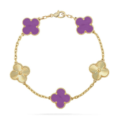 [⭐Shinejoy] COLLECTION BRACELETS TRÈFLE 5 MOTIFS VIOLETS