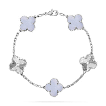 [⭐Shinejoy] CLOVER 5 MOTIF PURPLE CHALCEDONY BRACELET COLLECTION