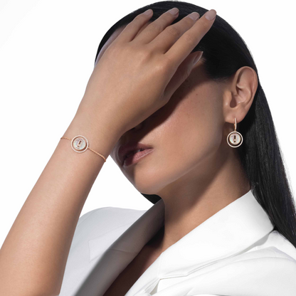 [Shinejoy]Demo MOVE WHITE MOTHER OF PEARL PINK GOLD DIAMOND BRACELET