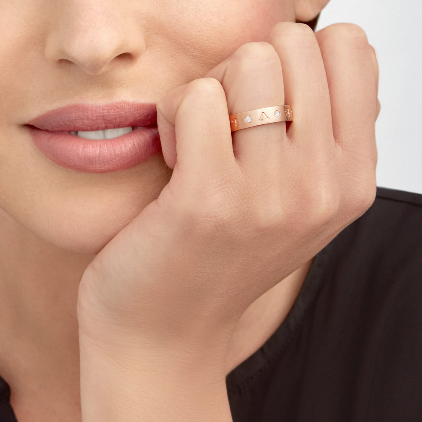 [Shinejoy]ZERO 1 ESSENTIAL PINK GOLD BAND WITH DIAMONDS RING