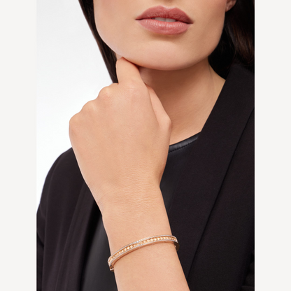 [Shinejoy]ZERO 1 SPIRAL AND PAVED DIAMOND PINK GOLD BRACELET