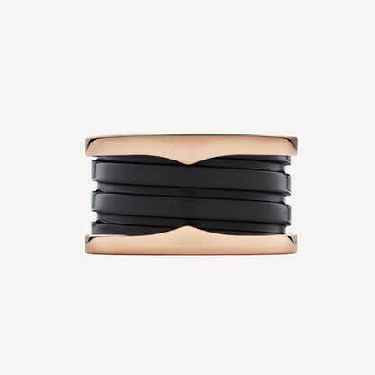 [Shinejoy]ZERO 1 FOUR-BAND LOOPS AND BLACK CERAMIC SPIRAL PINK GOLD RING