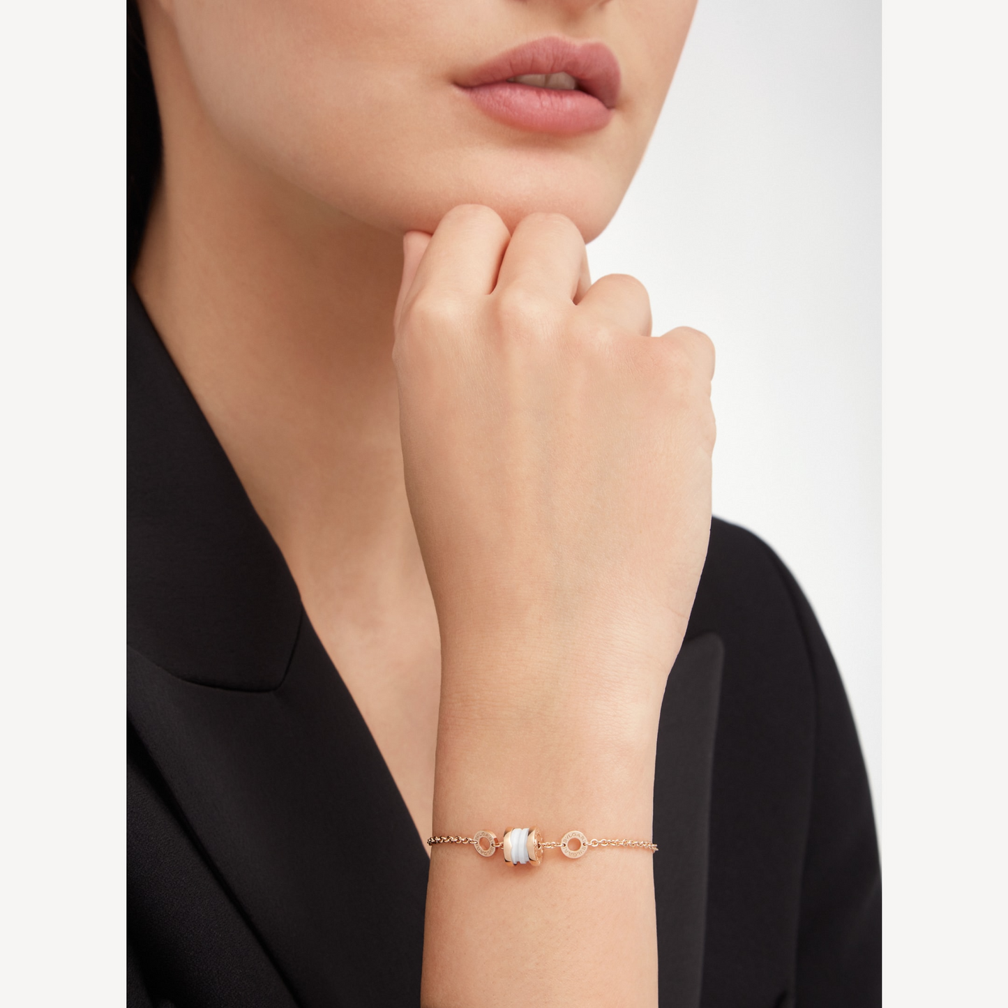 [Shinejoy]ZERO 1 SOFT PINK GOLD AND WHITE CERAMIC BRACELET