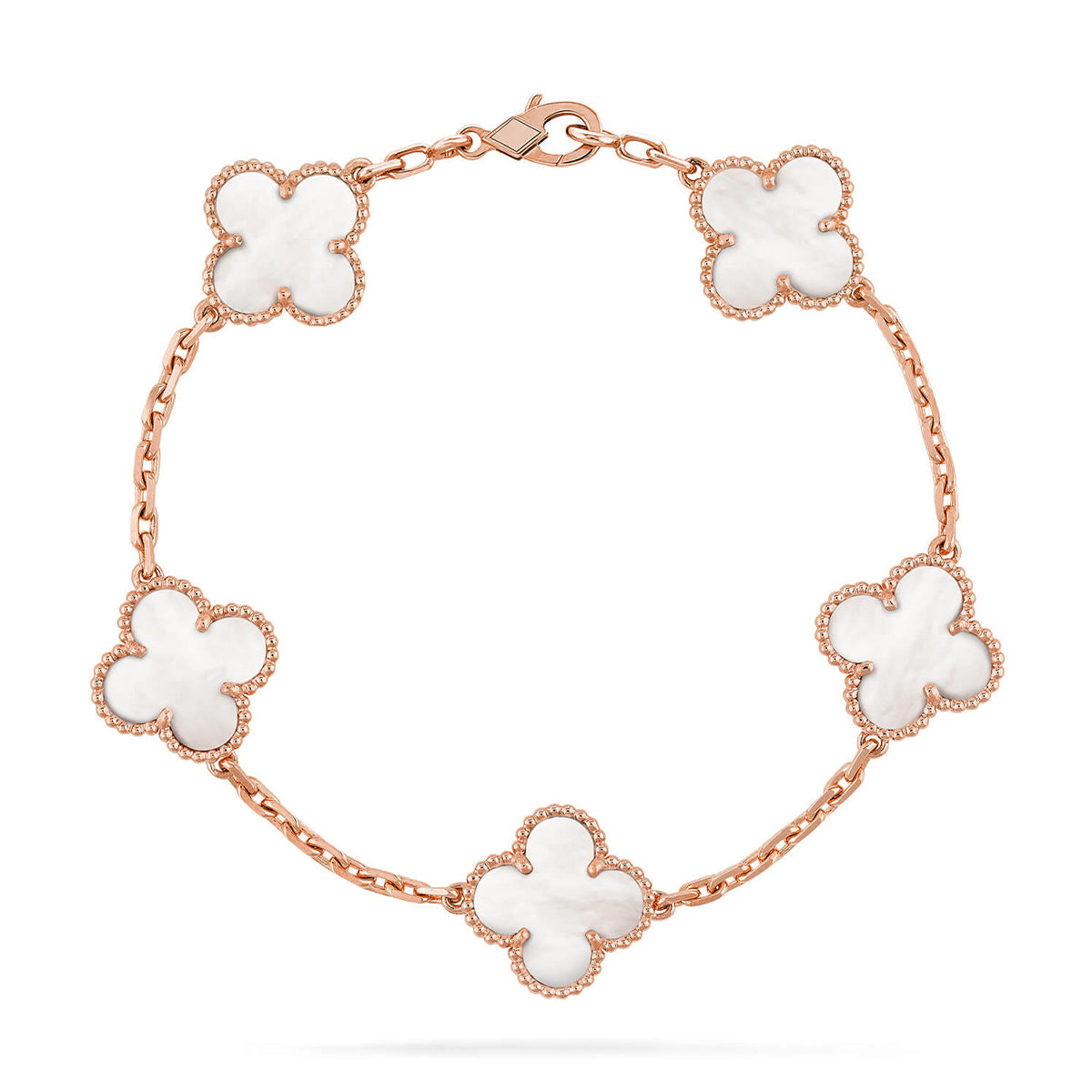 [⭐Shinejoy]CLOVER WHITE PEARL MOP 5 MOTIF BRACELET COLLECTION