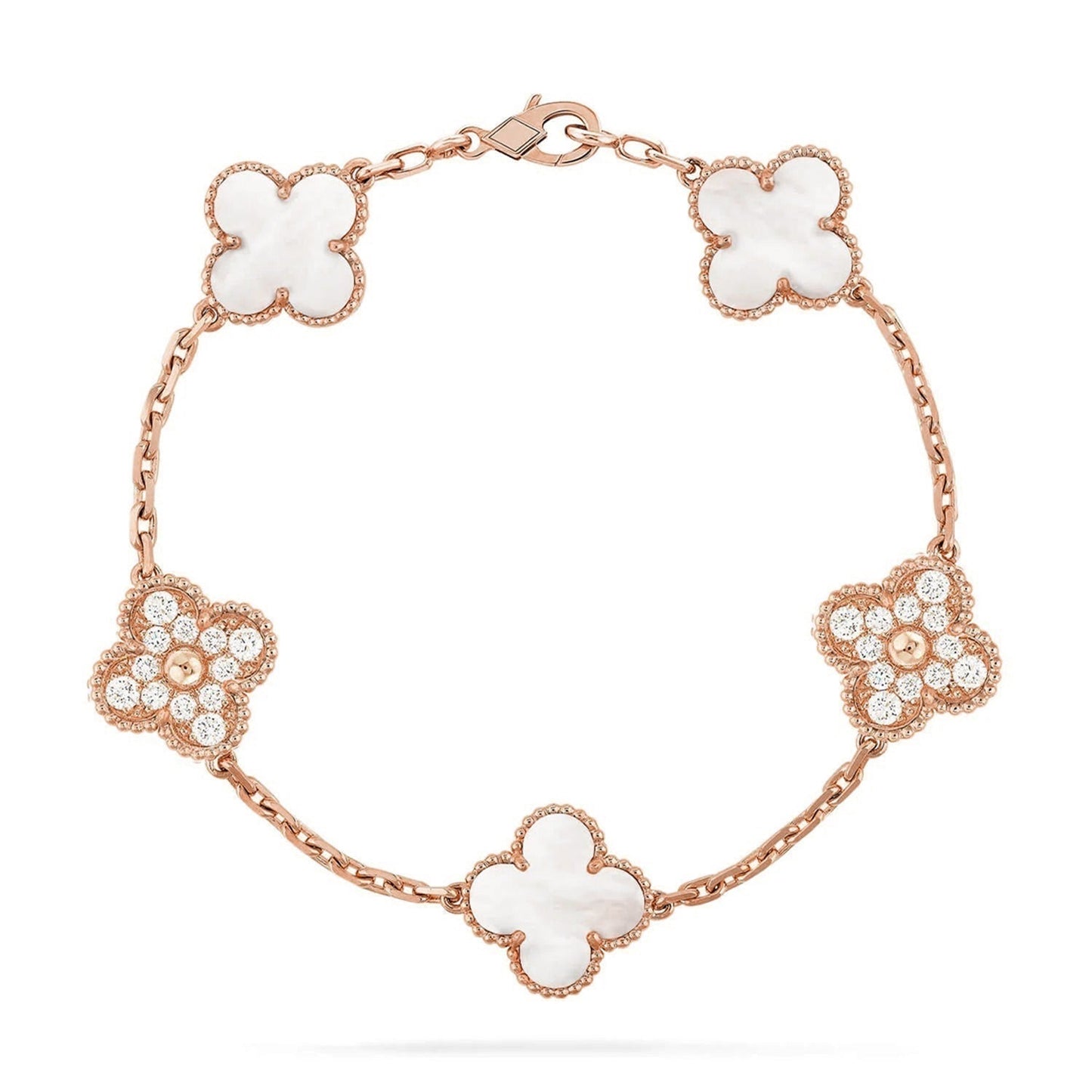 [⭐Shinejoy]CLOVER WHITE PEARL MOP 5 MOTIF BRACELET COLLECTION
