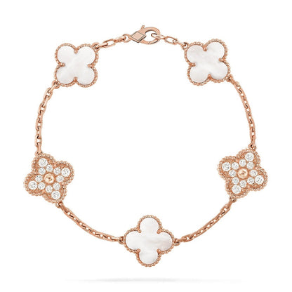[⭐Shinejoy]CLOVER WHITE PEARL MOP 5 MOTIF BRACELET COLLECTION