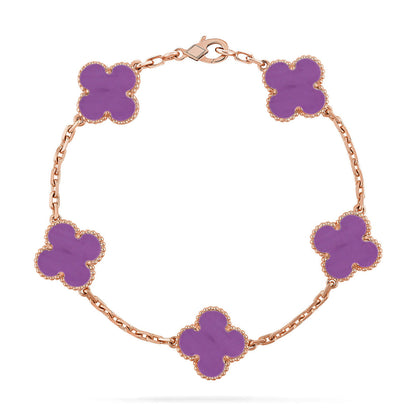 [⭐Shinejoy] COLLECTION BRACELETS TRÈFLE 5 MOTIFS VIOLETS