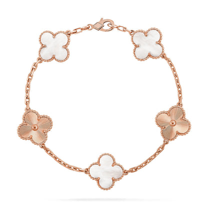 [⭐Shinejoy]CLOVER WHITE PEARL MOP 5 MOTIF BRACELET COLLECTION