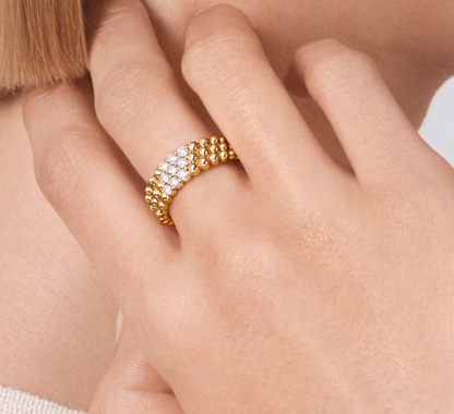 [Shinejoy]Three-row diamond ring