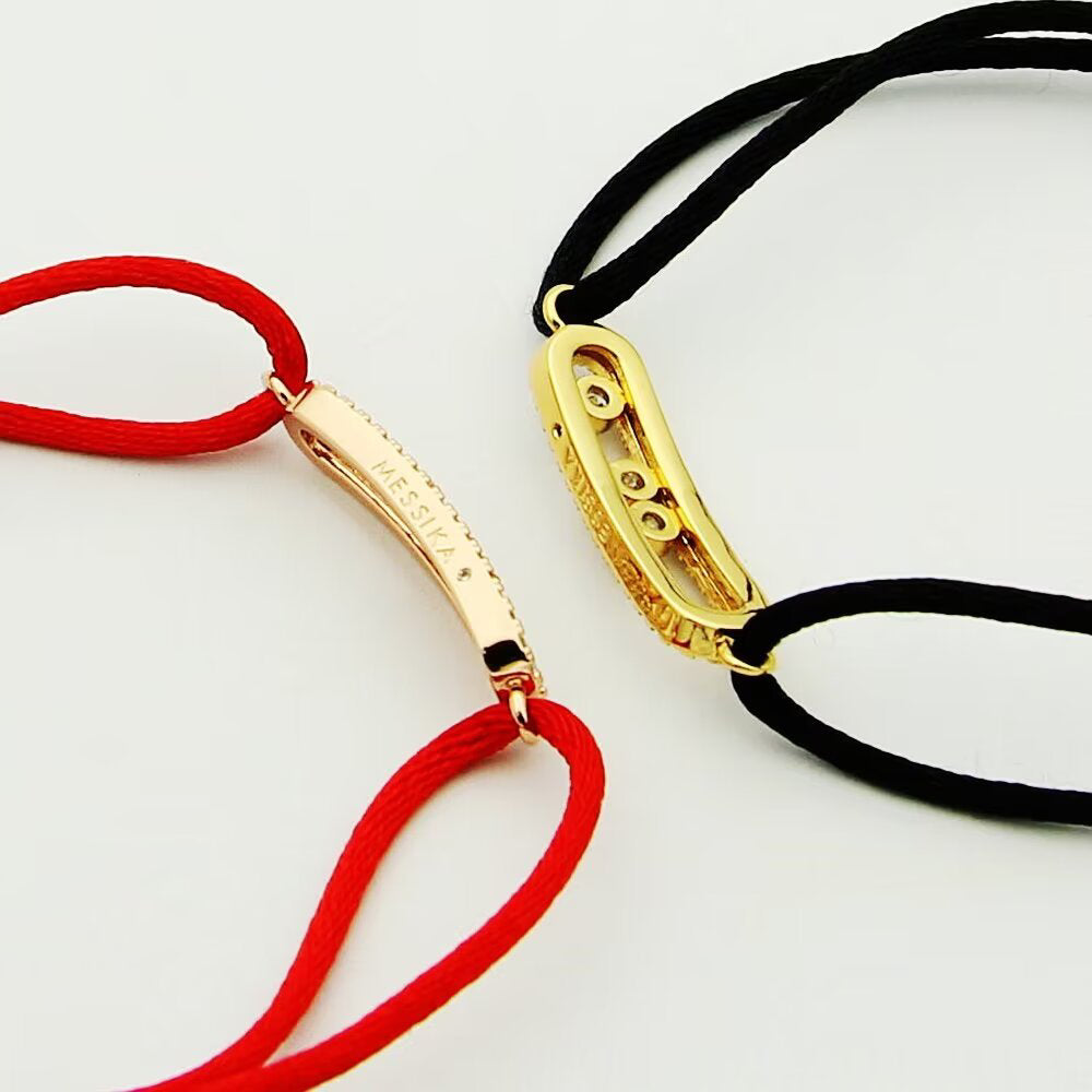 [Shinejoy]Messika Care(s) pink cord pavé bracelet