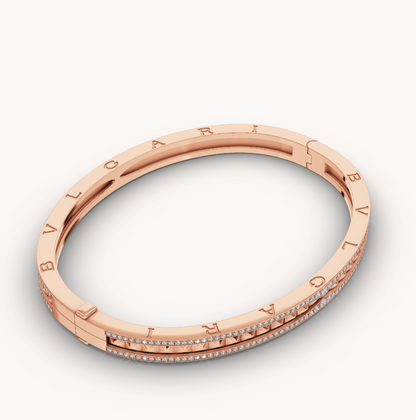 [Shinejoy]ZERO 1 SPIRAL AND PAVED DIAMOND PINK GOLD BRACELET