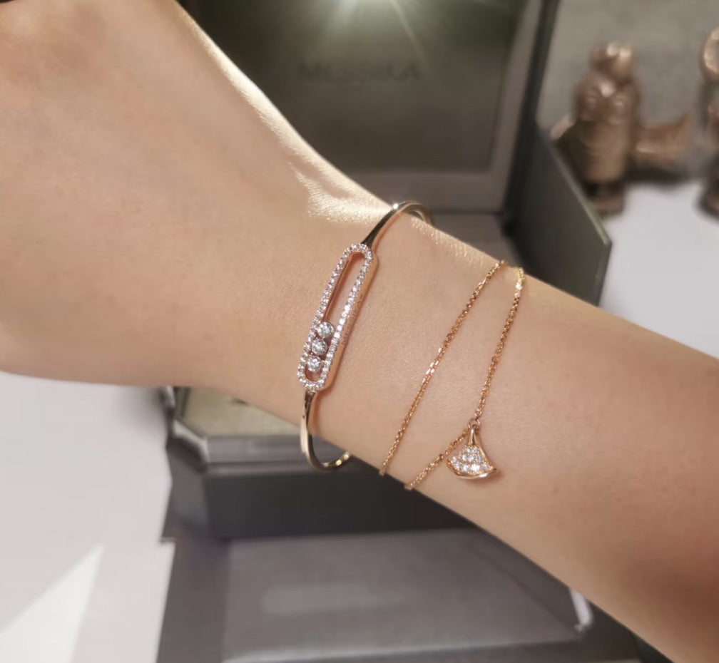 [Shinejoy]Move Pavé Diamond Bangle Bracelet M