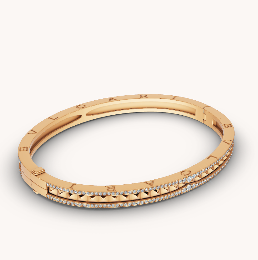[Shinejoy]ZERO 1 SPIRAL AND PAVED DIAMOND GOLD BRACELET
