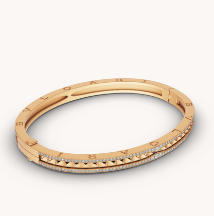 [Shinejoy]ZERO 1 SPIRAL AND PAVED DIAMOND GOLD BRACELET