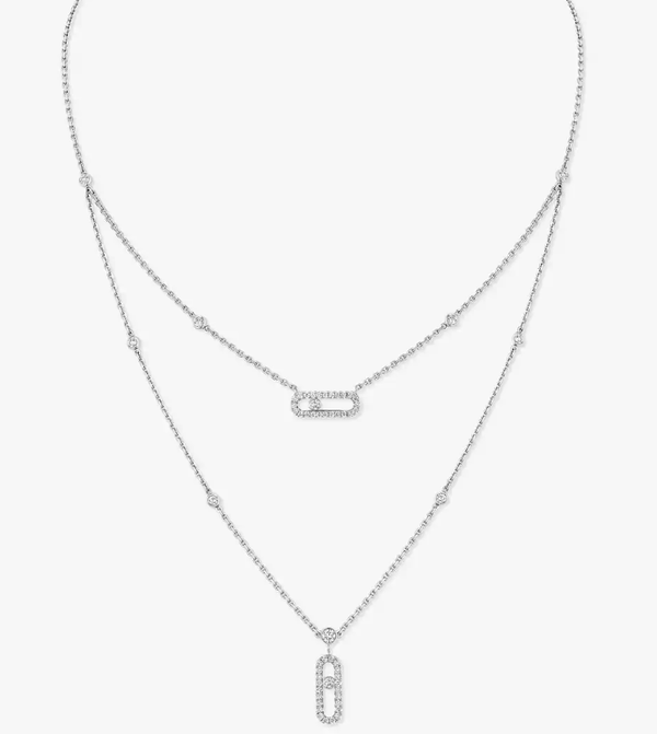 [Shinejoy]Collier Double Cercle Entièrement Pavé de Diamants