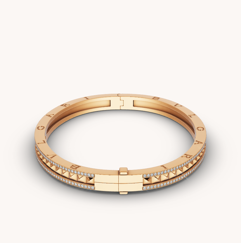 [Shinejoy]ZERO 1 SPIRAL AND PAVED DIAMOND GOLD BRACELET