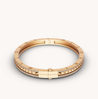 [Shinejoy]ZERO 1 SPIRAL AND PAVED DIAMOND GOLD BRACELET