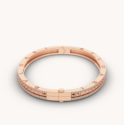 [Shinejoy]ZERO 1 SPIRAL AND PAVED DIAMOND PINK GOLD BRACELET