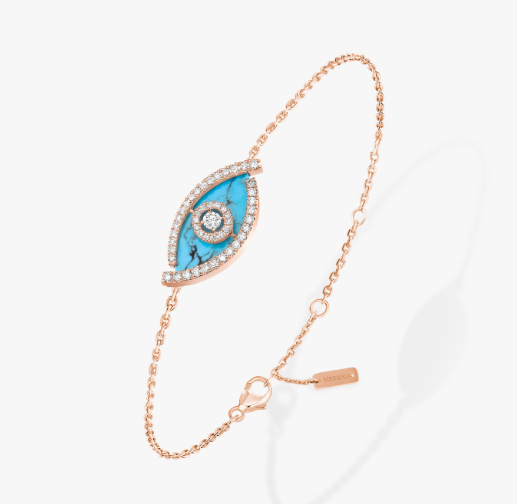 [Shinejoy]M BRACELET PORTE-BONHEUR TURQUOISE OR ROSE