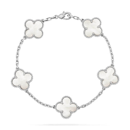 [⭐Shinejoy]CLOVER WHITE PEARL MOP 5 MOTIF BRACELET COLLECTION