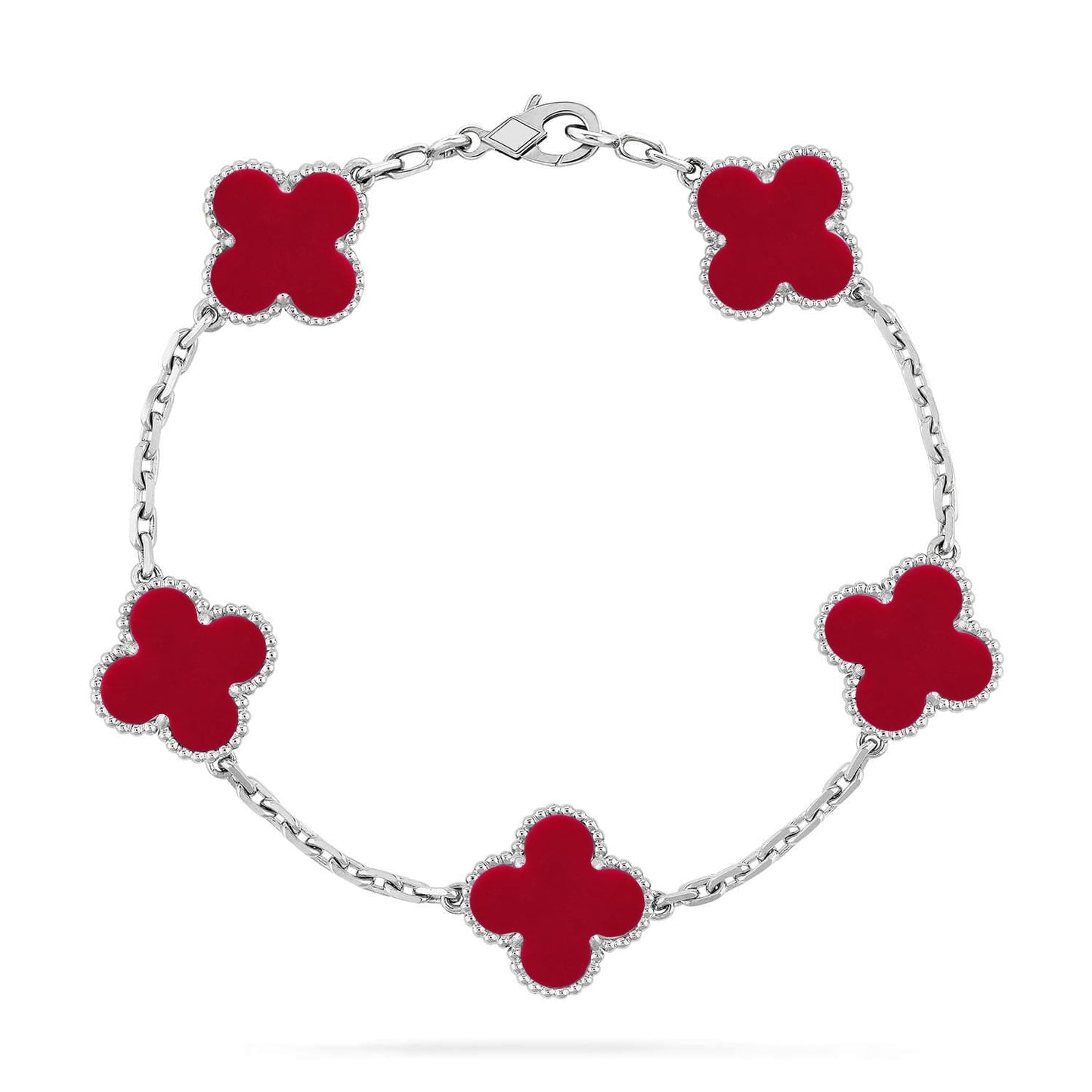 [⭐Shinejoy] CLOVER 5 MOTIF RED CORNELIAN BRACELET COLLECTION