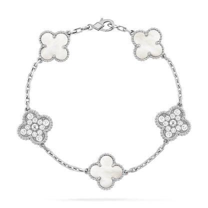 [⭐Shinejoy]CLOVER WHITE PEARL MOP 5 MOTIF BRACELET COLLECTION