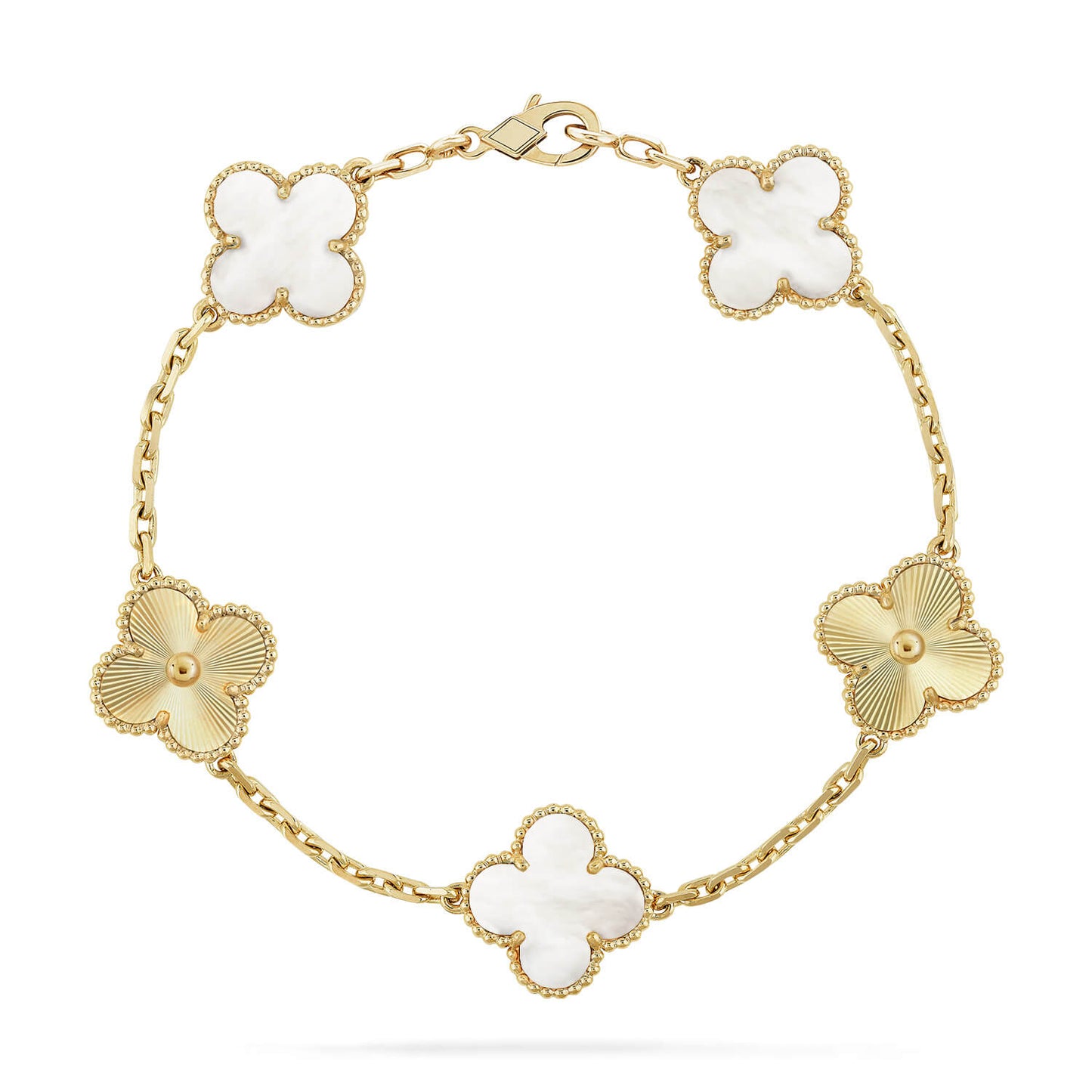 [⭐Shinejoy]CLOVER WHITE PEARL MOP 5 MOTIF BRACELET COLLECTION