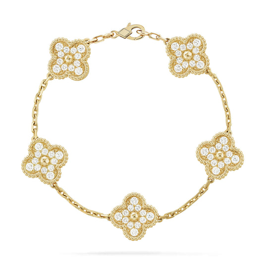 [⭐Shinejoy] CLOVER 5 MOTIF FULL DIAMOND BRACELET COLLECTION