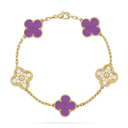 [⭐Shinejoy] COLLECTION BRACELETS TRÈFLE 5 MOTIFS VIOLETS