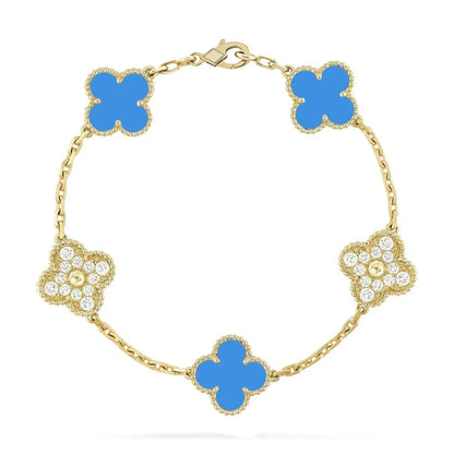 [⭐Shinejoy] CLOVER 5 MOTIF BLUE AGATE BRACELET COLLECTION