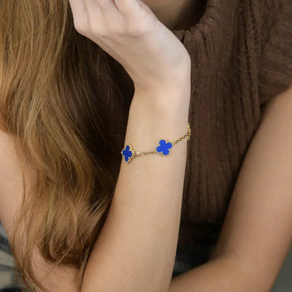 [⭐Shinejoy] CLOVER 5 MOTIF BLUE AGATE BRACELET COLLECTION