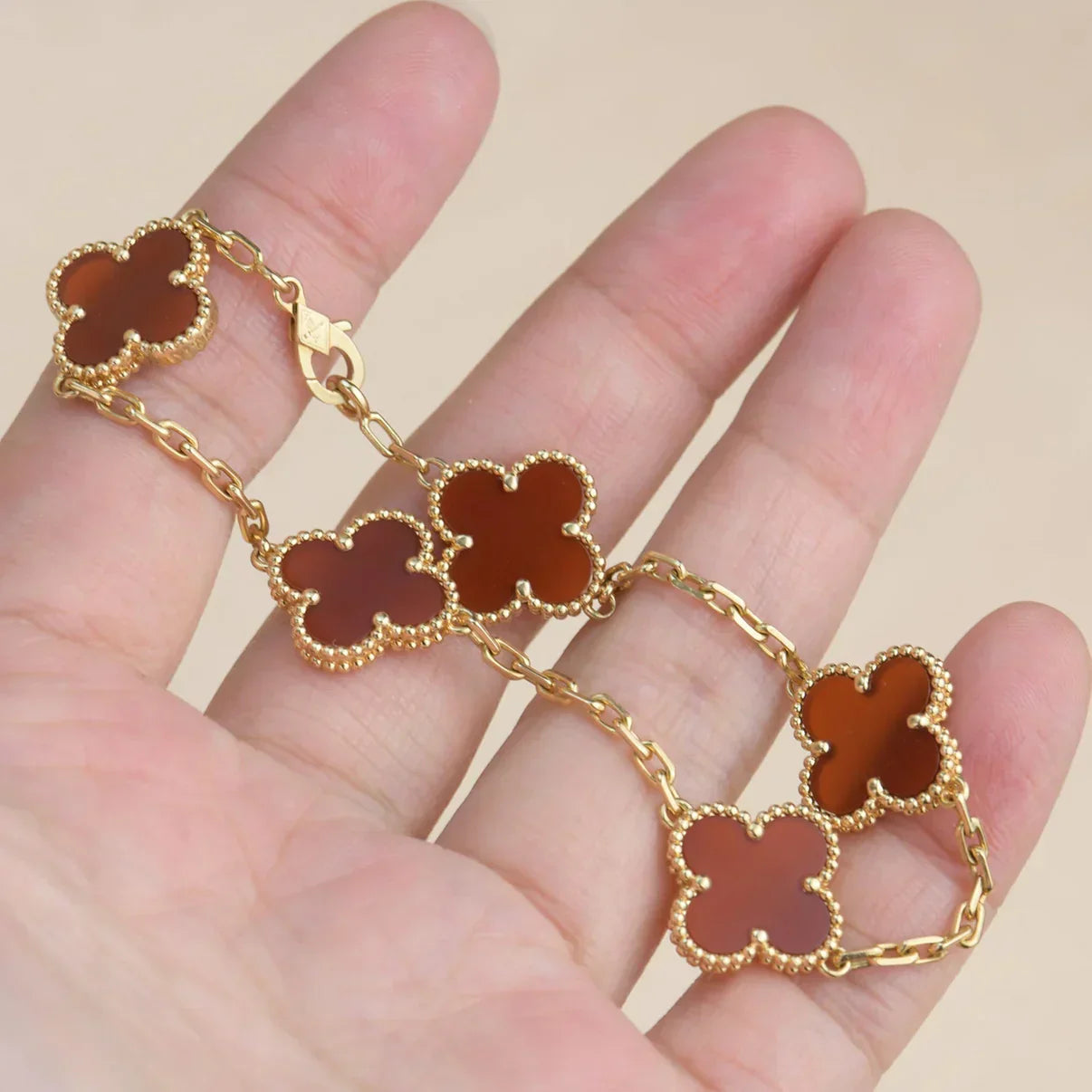 [⭐Shinejoy] CLOVER 5 MOTIF RED CORNELIAN BRACELET COLLECTION