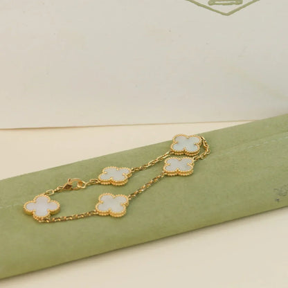 [⭐Shinejoy]CLOVER WHITE PEARL MOP 5 MOTIF BRACELET COLLECTION
